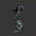 Sci Fi Mechanical Robot With Gray Armor Blue Glowing Lines And Complex Structure