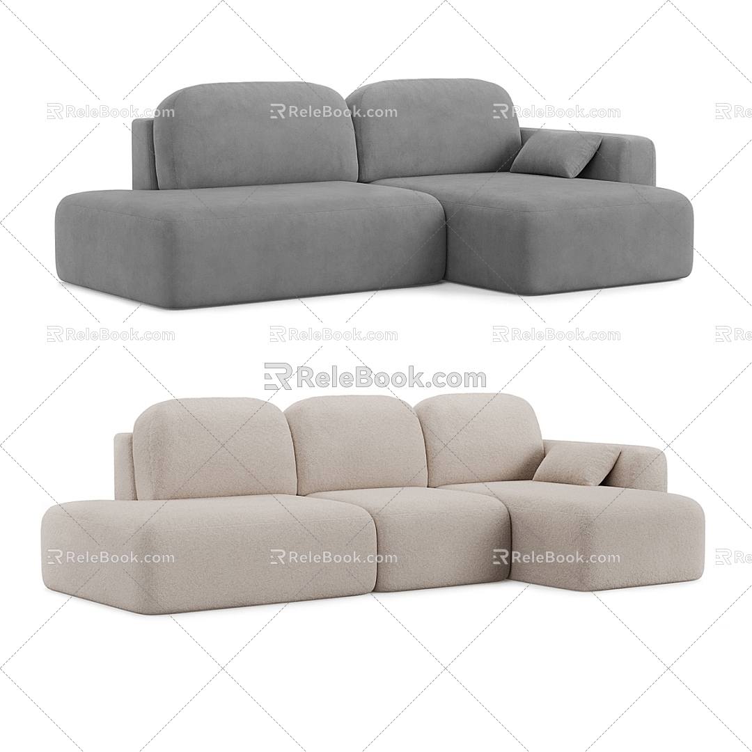 Cream wind module sofa three-seat sofa double sofa multi-person sofa module sofa 3d model