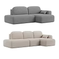 Modern Modular Sofa Set In Gray And Beige Colors With Comfortable Cushions 3d model