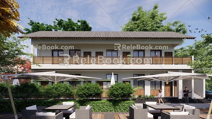 Modern self-built house renovation homestay 3d model