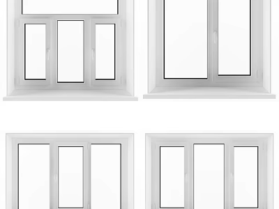 Modern White Casement Windows With Multiple Glass Panes And Stylish Design 3d model