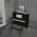 Stylish Piano With Art Supplies And Decorative Items In Modern Room