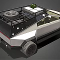 Futuristic White Off Road Car With Angular Body Design Roof Rack And Large Tires