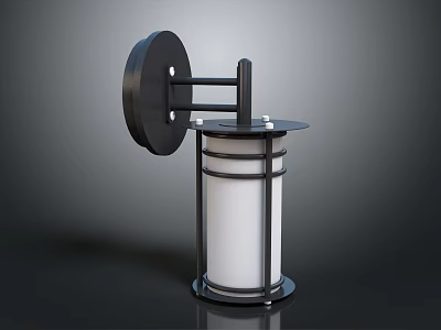 Modern Wall Mounted Furniture Lighting with Black Metal Frame and White Lampshade 3d model