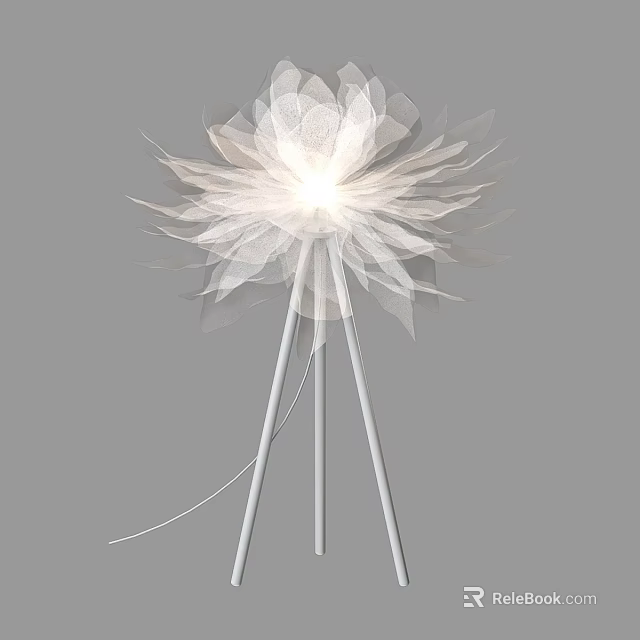 Elegant Modern Floor Lamp With White Petal Shade And Three Leg Stand 3d model 
