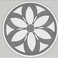 Circular Architectural Component With Petal Shaped Design And Central Decorative Structure 3d model