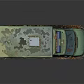 Green Ambulance Model With Blue Emergency Lights And Display Base