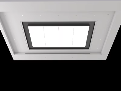 Modern White Ceiling Design With Recessed Lights And Central Square Panel 3d model