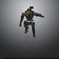 Orange And Black Armored Robot With Circular Camera Extended Arm And Mechanical Design