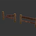 Rustic Vintage Wooden Fence Components With Weathered Planks And Textured Posts