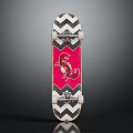 Stylish Skateboard With Black White Chevron Pattern Pink Background And Red Koi Fish 3d model