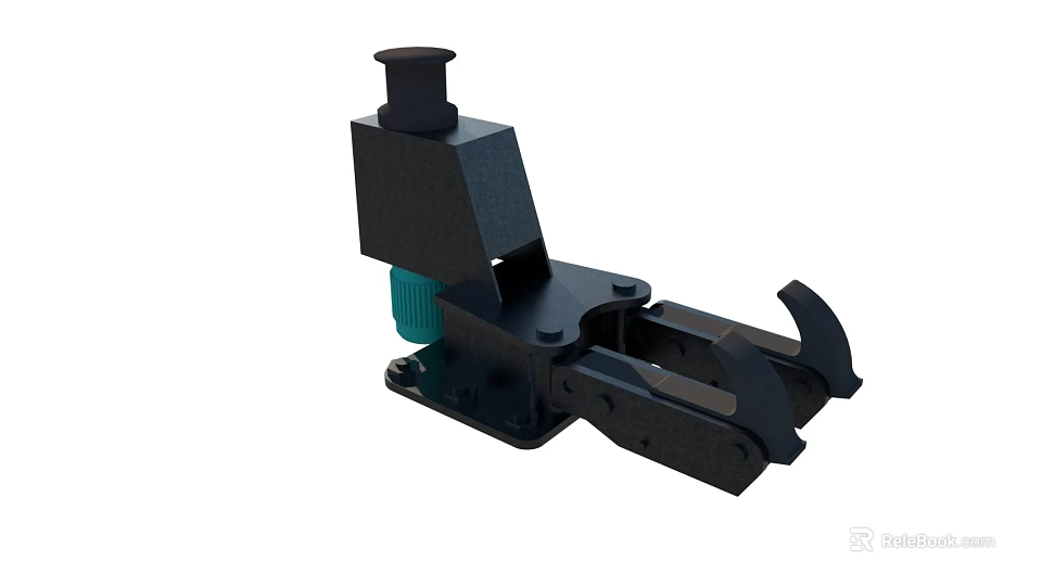 Durable Black Metal Mechanical Clamp With Adjustable Grip And Mounting Base 3d model