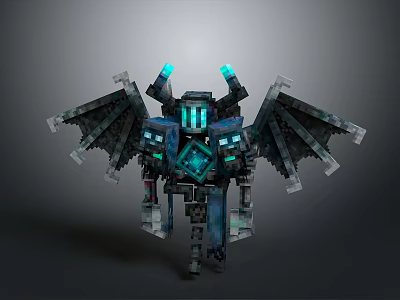 Futuristic Mechanical Creature Character With Detailed Winged Structure And Blue Glowing Core 3d model