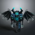 Futuristic Mechanical Creature Character With Detailed Winged Structure And Blue Glowing Core