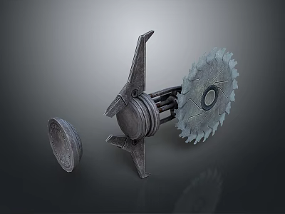 Industrial Mechanical Device With Circular Saw Blade And Metal Gear Components 3d model