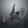 Industrial Mechanical Device With Circular Saw Blade And Metal Gear Components