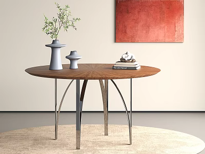 Modern Dining Table Simple Dining Table Round Table Round Table 3d model