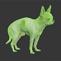 Cute White And Brown Spotted Chihuahua Standing On Shiny Dark Surface 3d model