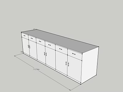 Practical Storage Cabinet Unit With Multiple Doors Drawers 210cm Width And Flat Top For Organized Storage 3d model