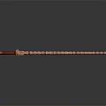 Ornate Decorative Scepter Weapon With Metallic Shaft And Gemstone Inlays