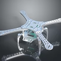 Silver Quadcopter Drone With Modern Metal Frame And Landing Gear Structure