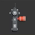 Futuristic Sci Fi Toy Blaster With Silver Body Red Circular Component And Antenna