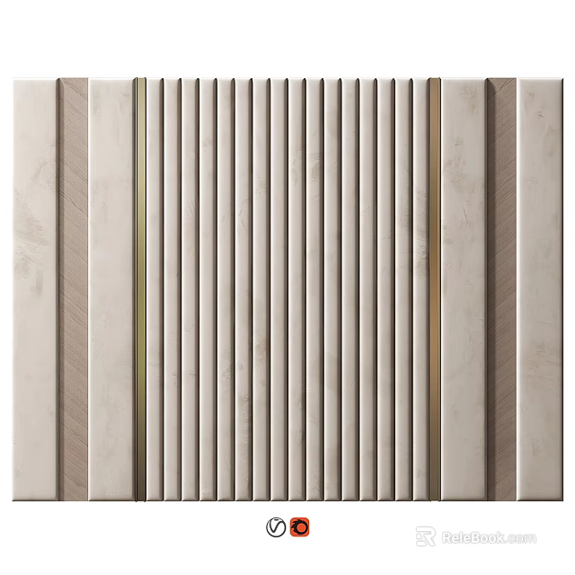 Modern Striped Background Wall With Vertical Wooden Panels And Light Finish Design 3d model 