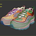 Stylish Athletic Shoes With Orange Blue Accents Gray Sole And Modern Design Details