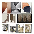 Modern Minimalist Wall Art Prints with Abstract Shapes Leaf Patterns and Marble Textures