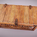 Vintage Wooden Box With Crompton Stores Property Label And Metal Clasps