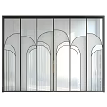 Modern Glass Door With Black Frame And Intricate Geometric Patterns Design