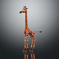 3D Giraffe Character With Brown Spots Long Neck Standing On Gray Background 3d model