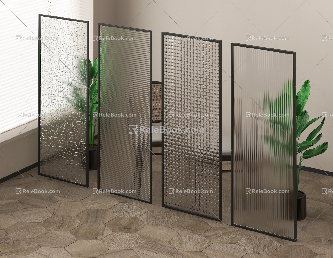 glass partition changhong glass frosted glass 3d model