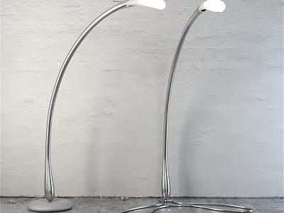 Contemporary Silver Curved Floor Lamp With Sturdy Base And Metallic Finish 3d model