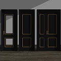 Modern Black Hinged Doors With Gold Accents And Various Panel Designs 3d model