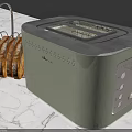 Modern Light Green Sleek Design Toaster Kitchen Appliance with Hanging Bagels on Marble Countertop
