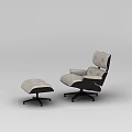 Tech Exhibition Hall Modern Upholstered Chair With Ottoman And Black Base
