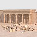 Ancient Egyptian Temple Ruins With Tall Columns Broken Walls And Scattered Stones