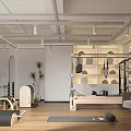Modern Fitness Studio Interior With Yoga Mat Equipment And Green Plants