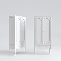 Two Classic Wooden Wine Cabinets With Glass Doors Holding Wine Bottles And Glasses