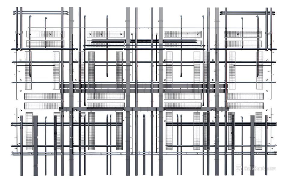 Industrial Piping System Structure With Parallel Metal Pipes And Support Frames 3d model 