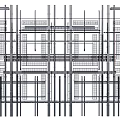 Industrial Piping System Structure With Parallel Metal Pipes And Support Frames