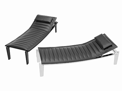 Black Leather Lounge Chair With Modern Striped Design Backrest And Colored Legs 3d model