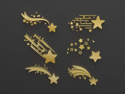 Decorative Golden Star and Shooting Star Wall Decor for Modern Home Interiors 3d model