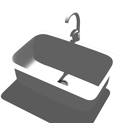 Modern White Single Bowl Kitchen Sink With Chrome Faucet And Drain 3d model