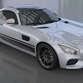 Mercedes Silver Sports Car with Black Stripes and Sporty Exterior Design