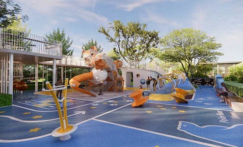 Modern children's play area 3d model