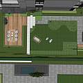 Courtyard Garden Design With Lush Greenery Lawn Seating Area And Wooden Deck