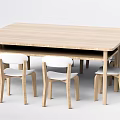 Wooden Children's Table with Light Colored Chairs for Study Play Simple Design