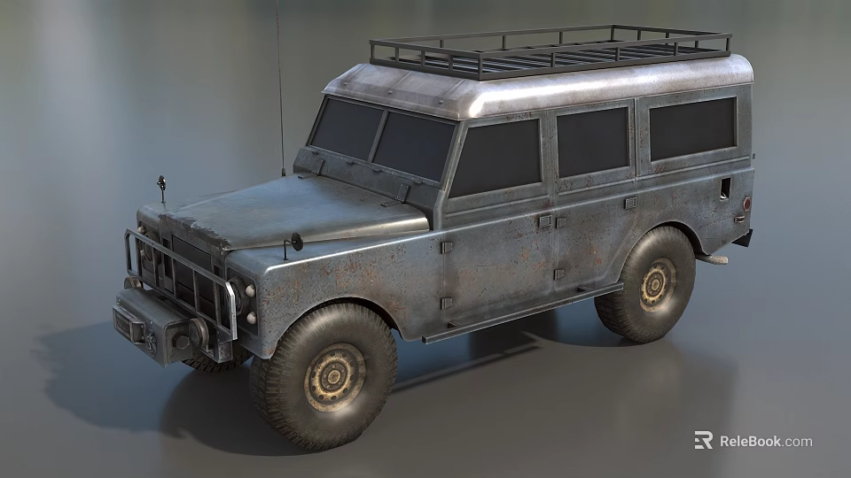 Vintage Off Road Vehicle With Rustic Exterior And Roof Rack Design 3d model 